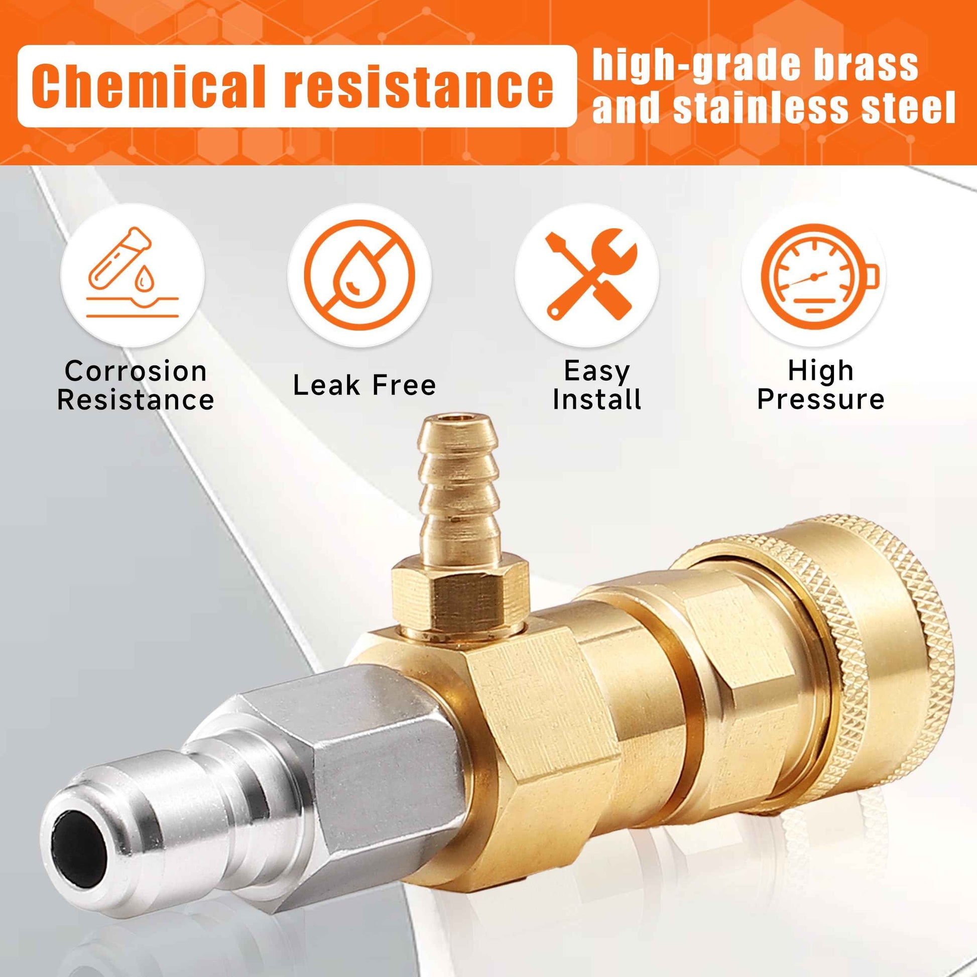 PWACCS Pressure Washer Chemical Injector, Downstream Injector Kit with 3/8 Inch Connectors, 2-3 GPM, 3200 PSI