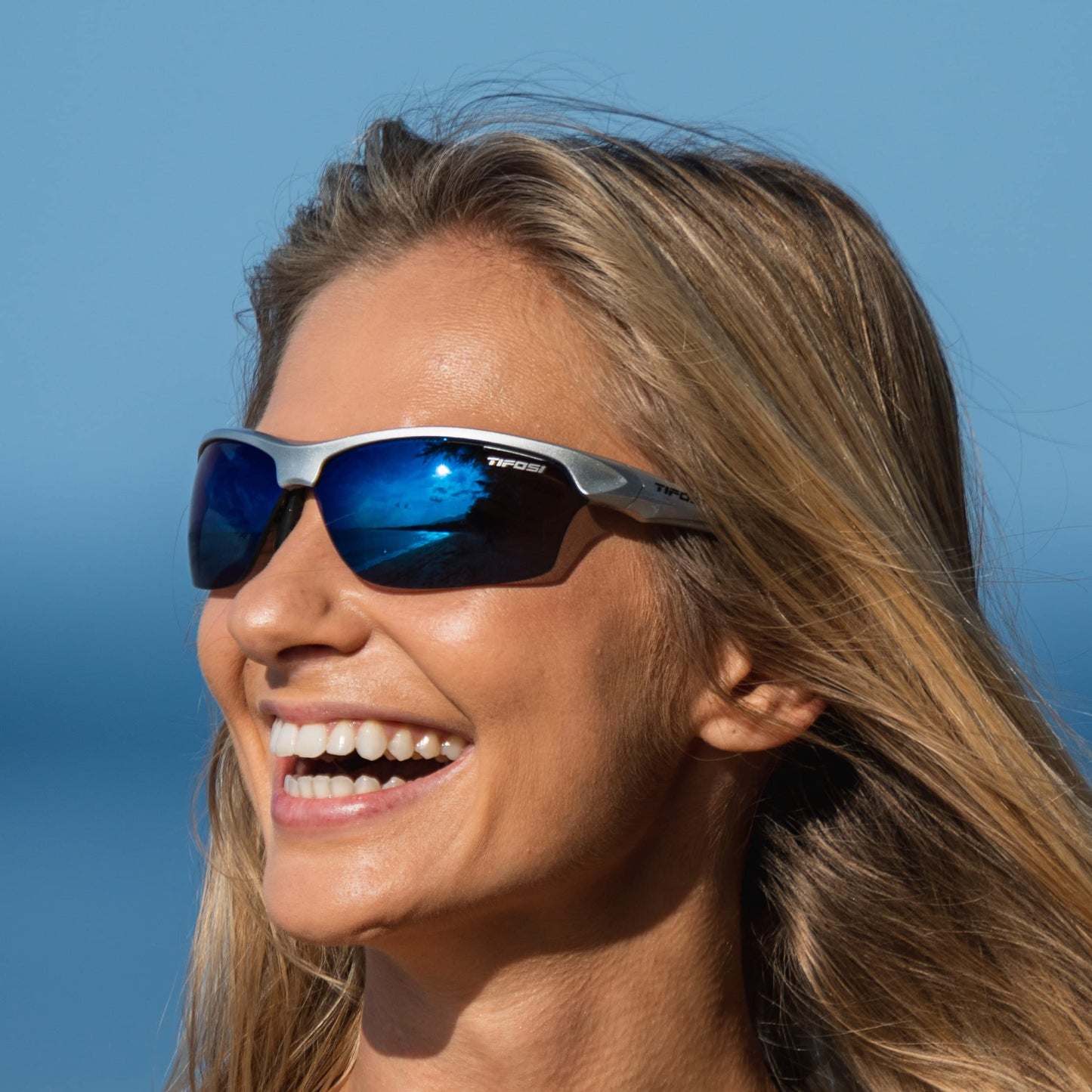 Tifosi Intense Sunglasses Silver/Smoke Blue lenses
