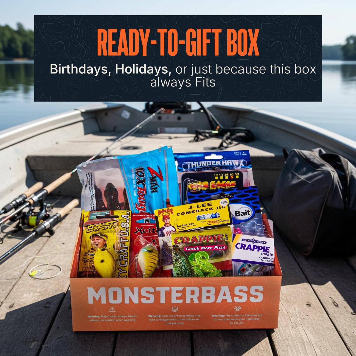 MONSTERBASS Mystery Fishing Tackle Box – Multi-Species Fishing Tackle Box with Professional Bass, Panfish, Trout, and Pike Lures, Premium Fishing Gifts for Men & Freshwater Anglers