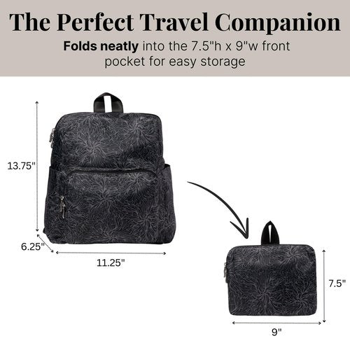 Baggallini Women's Carryall Packable Backpack, Midnight Blossom