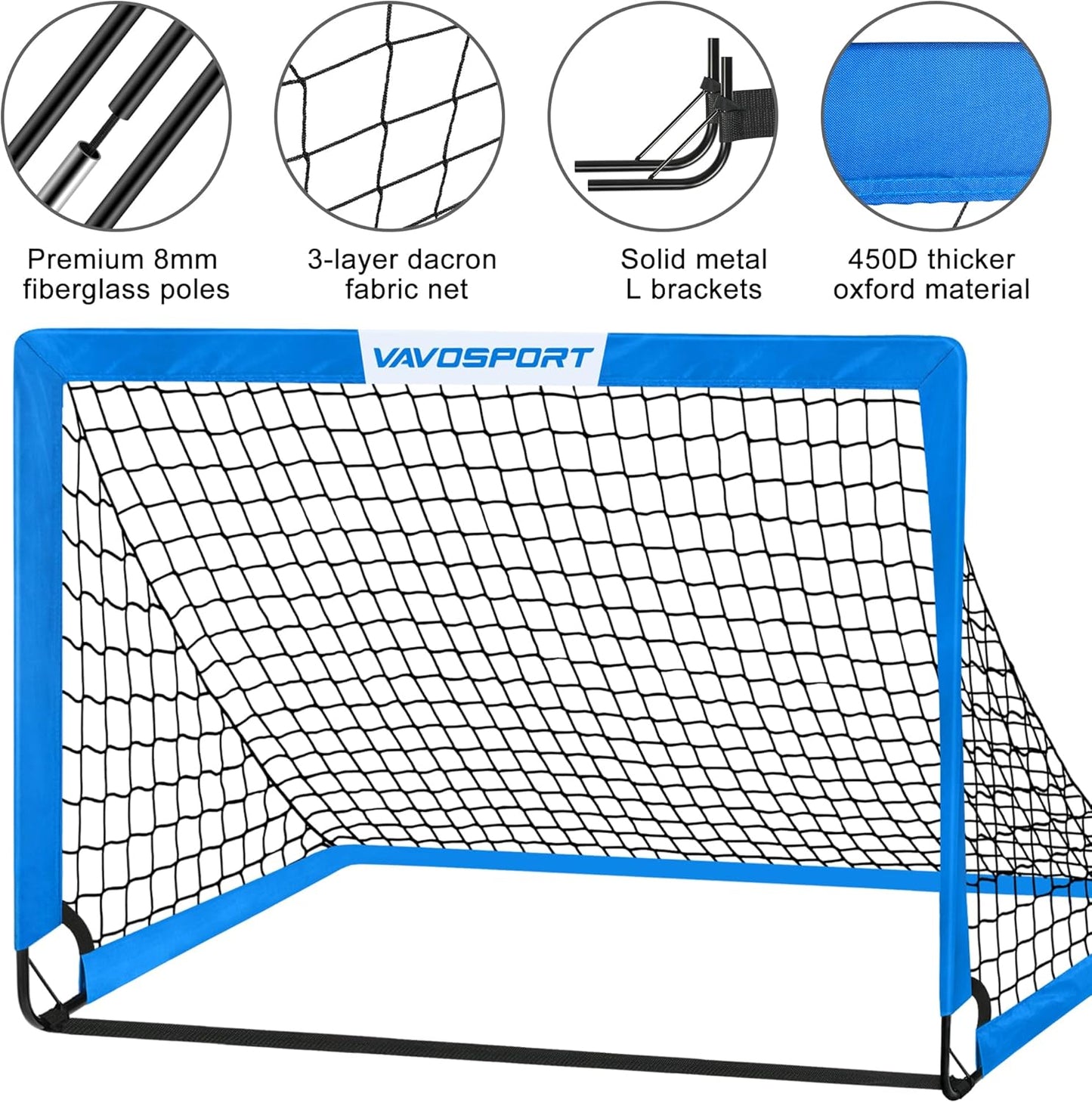 Skiennix Kids Soccer Goals - Portable 4' x 3' Training Equipment Set with Pop-Up Net & Ball