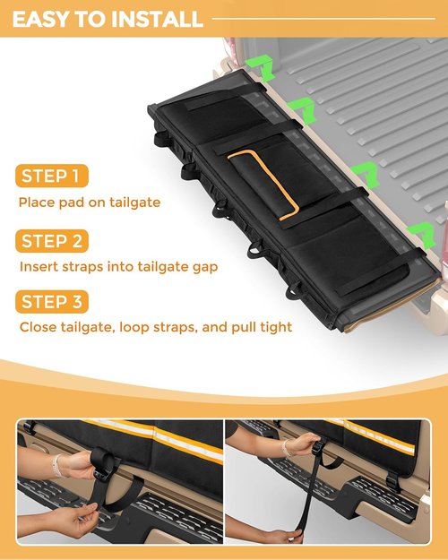 Marscamd Tailgate Bike Pad - Heavy-Duty Protection for Mid-Size Trucks | Fits 51"-55" Tailgates, Holds 5 Bikes, Black