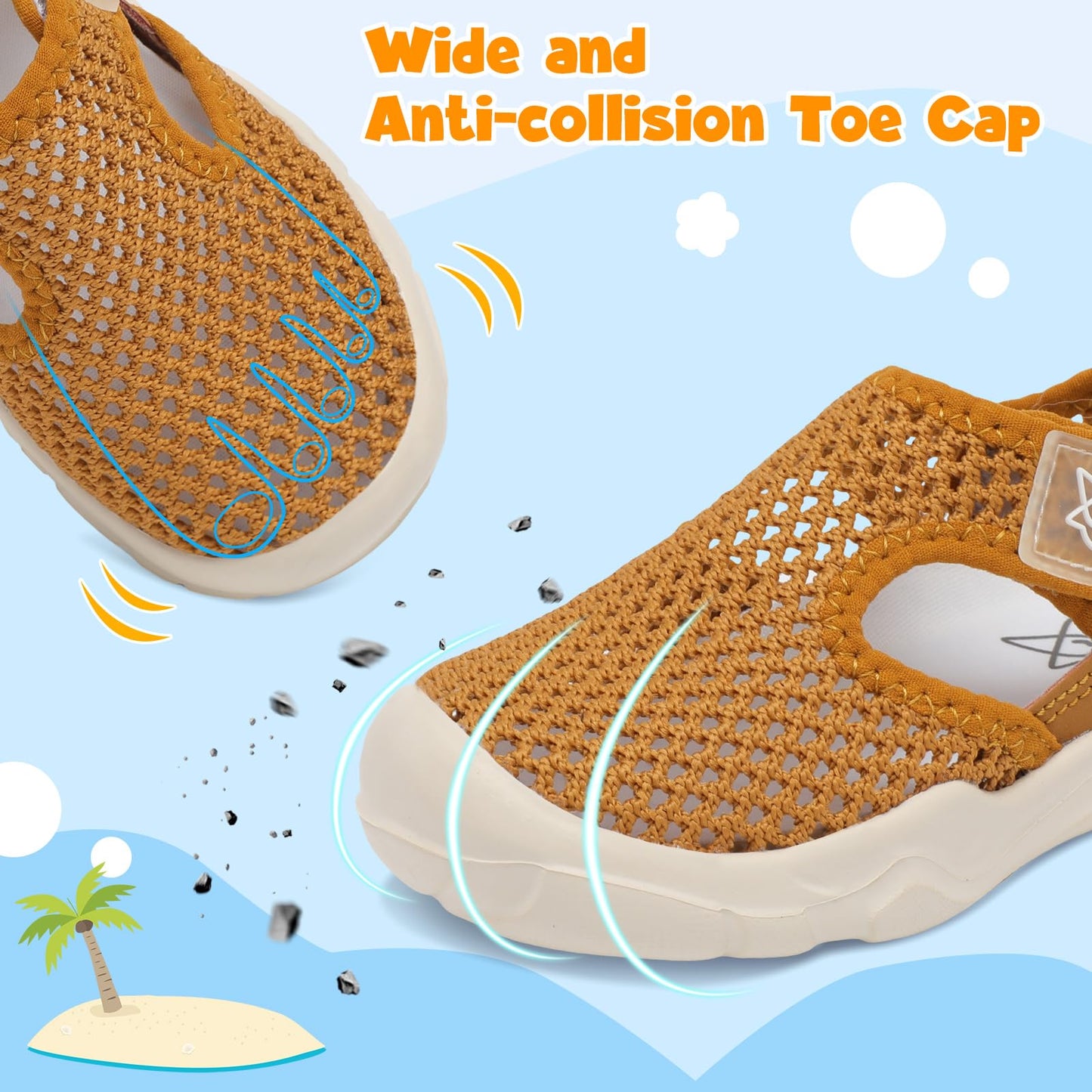 LeIsfIt Toddler Girls Boys Sandals Closed Toe Water Sandals Kids Lightweight Wide Water Shoes for Beach Swim Brown 7 Toddler