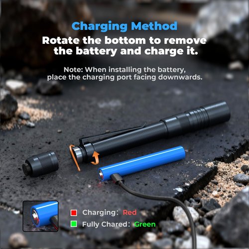 Rechargeable Pen Light Flashlight, 800LM Zoomable Pocket Flashlights with Clip Dual Modes LED Pen Flashlight Battery Powered Waterproof Bright Flashlights for Outdoor Home Emergencies (1, Black)