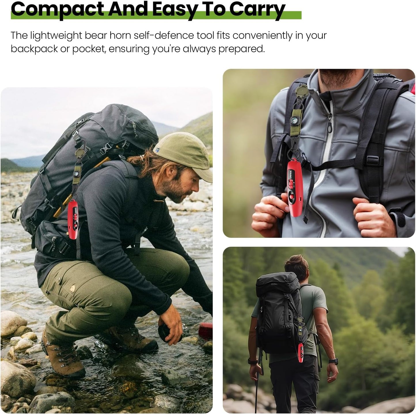 UNIWA Air Horn | 120 dB Loud Safety Horn with Compass & Thermometer for Hiking & Camping