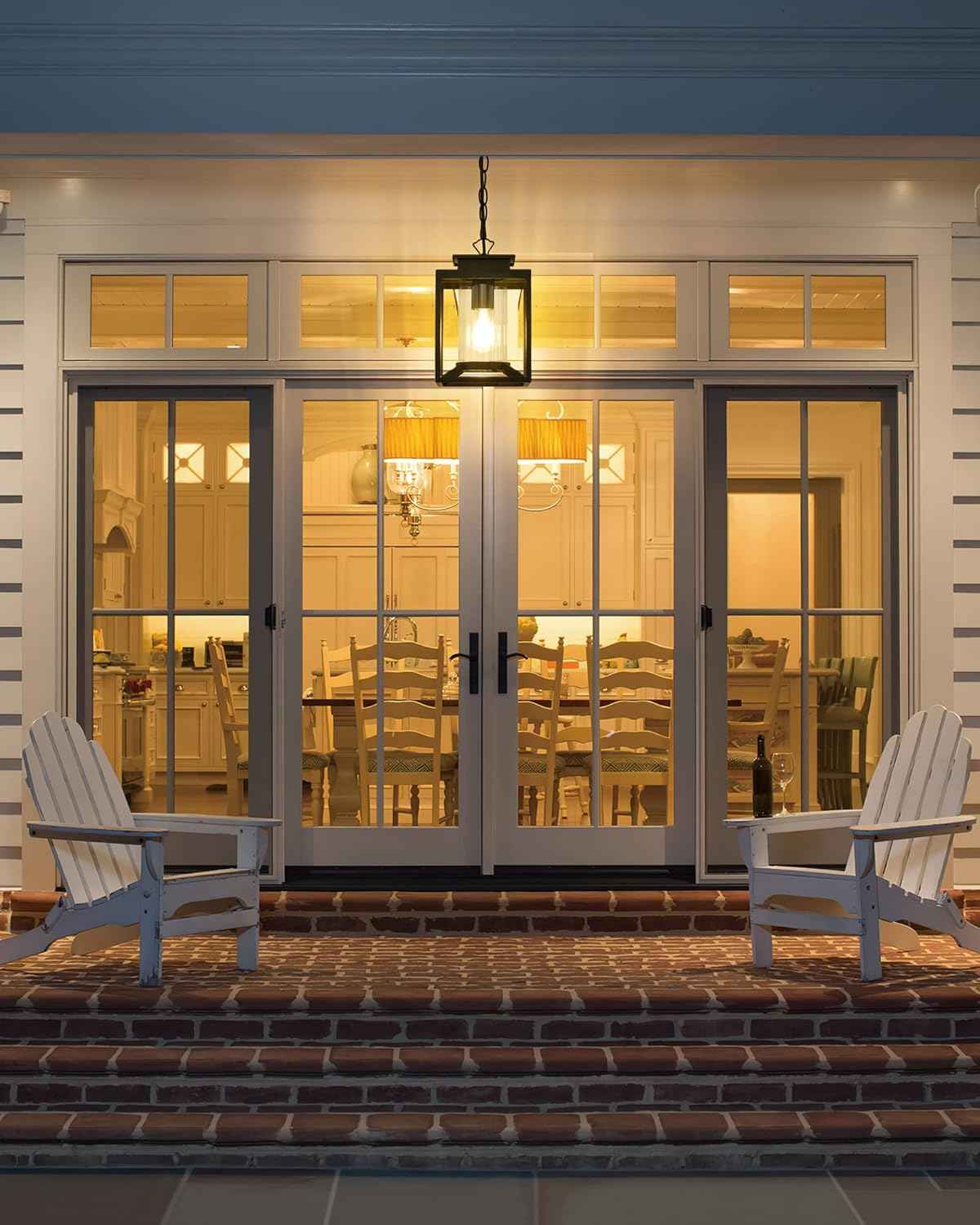 Modern Black Outdoor Pendant Light - 1-Light Hanging Lantern for Porch & Gazebo