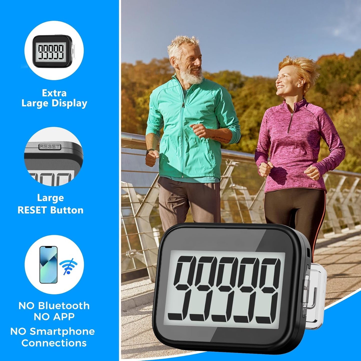 Skiennix Simple Step Counter - Removable Clip & Lanyard for Easy Carrying | Compact Design
