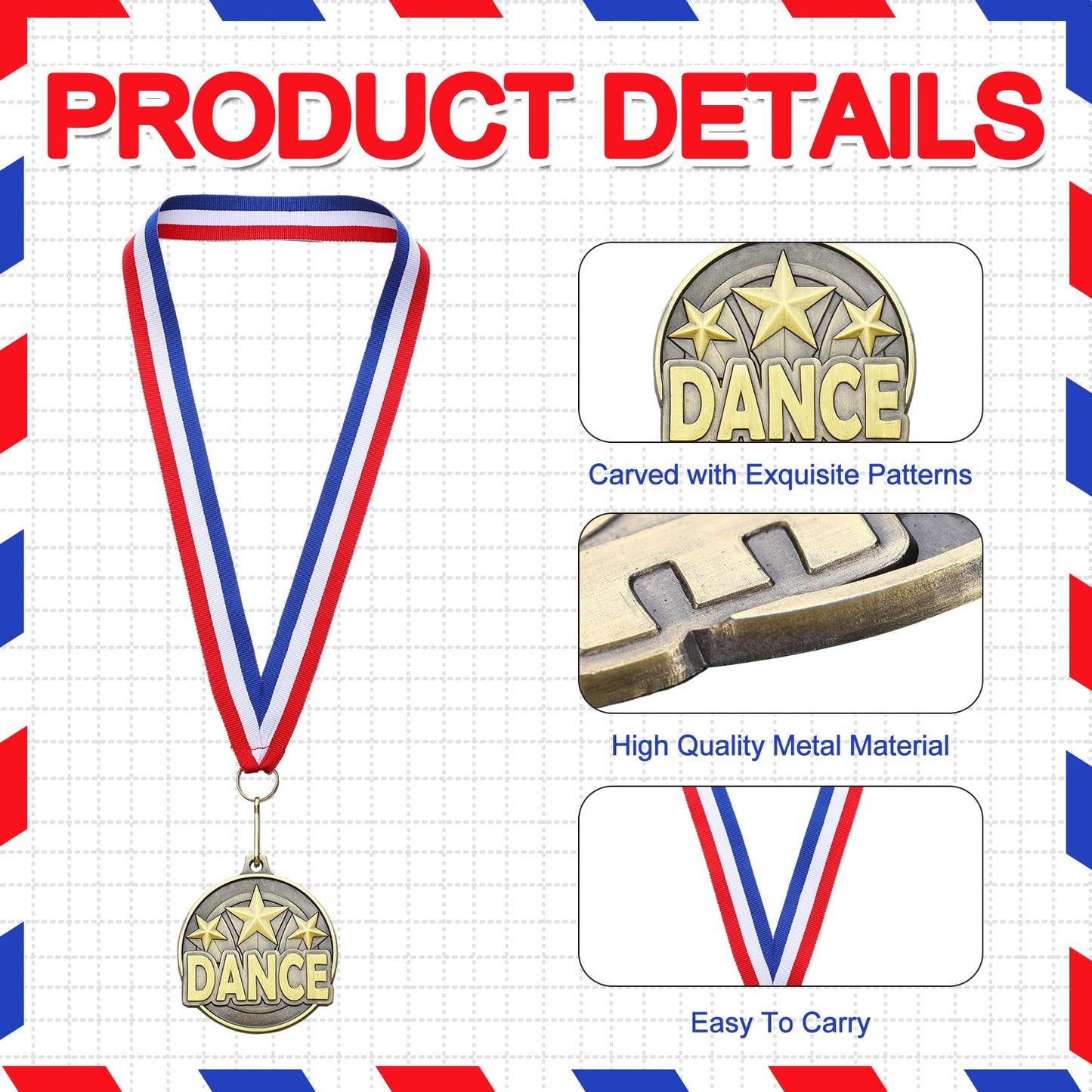 Quelay 30 Pcs 2'' Medals for Awards Winner Bulk with Neck Ribbons Metal Trophy Award Prize Gift for Kids Students Adults School Graduation Participation Competitions(Dance)