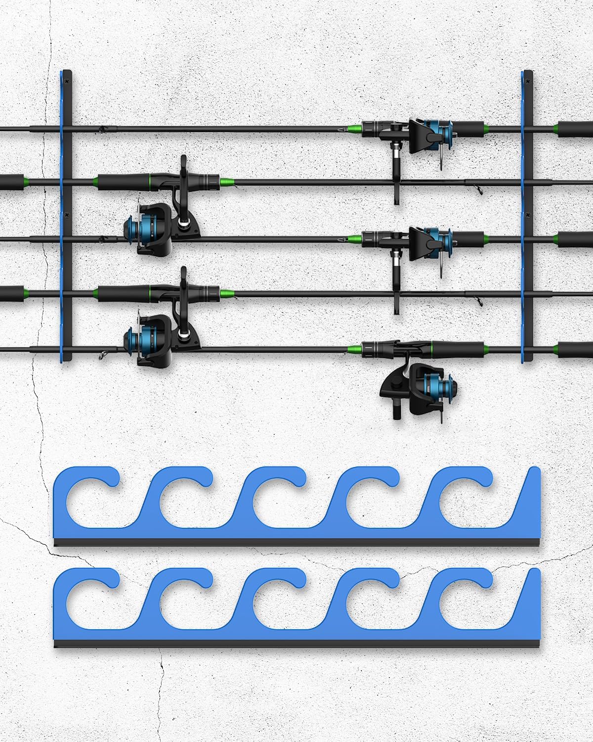 Skiennix Fishing Rod Holders - 5-Unit Wall & Ceiling Storage Rack for Most Fishing Rods | Durable Design