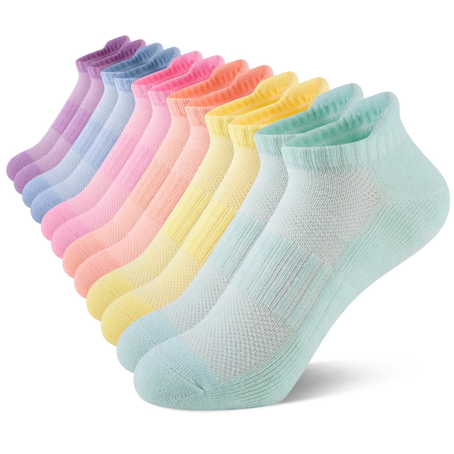Comfoex 12 Pairs Boys Girls Socks Ankle Athletic Low Cut Short For Kids 4-7 7-10 Years Olds With Cushioned Sole