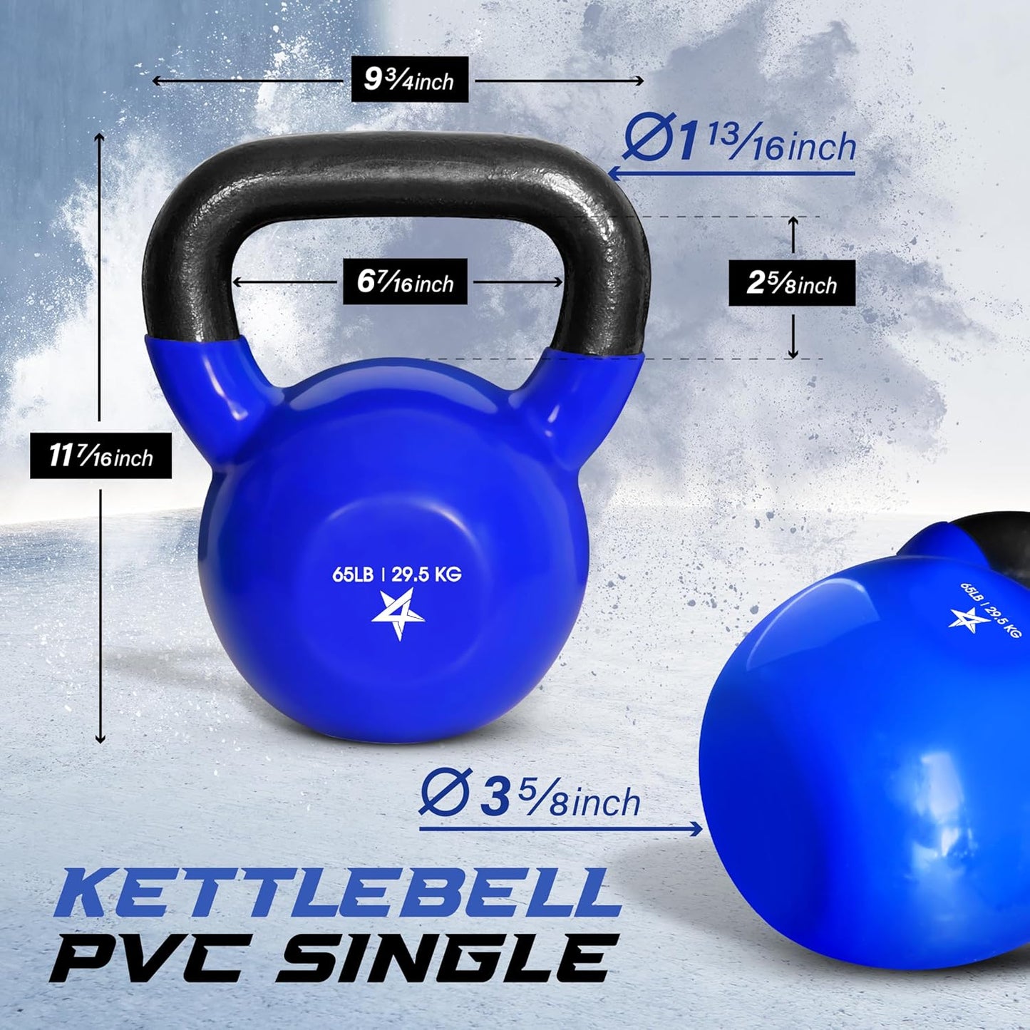 Yes4All Kettlebell - Vinyl Coated Cast Iron for Strength Training | 5-100 LB for Home Gym Workouts