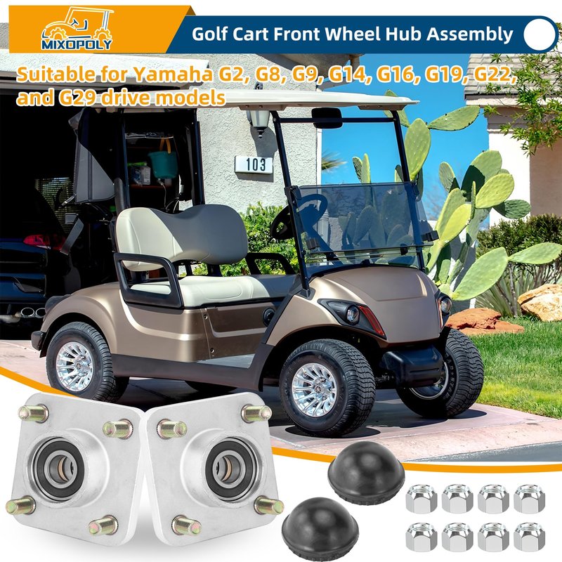 Mixopoly Golf Cart Front Wheel Hub Assembly for Yamaha G2/G8/G9/G11/G14/G16/G19/G20/G22/G29 Drive Model, Replaces OEM JG5-WF511-10-00, JG5-WF511-00