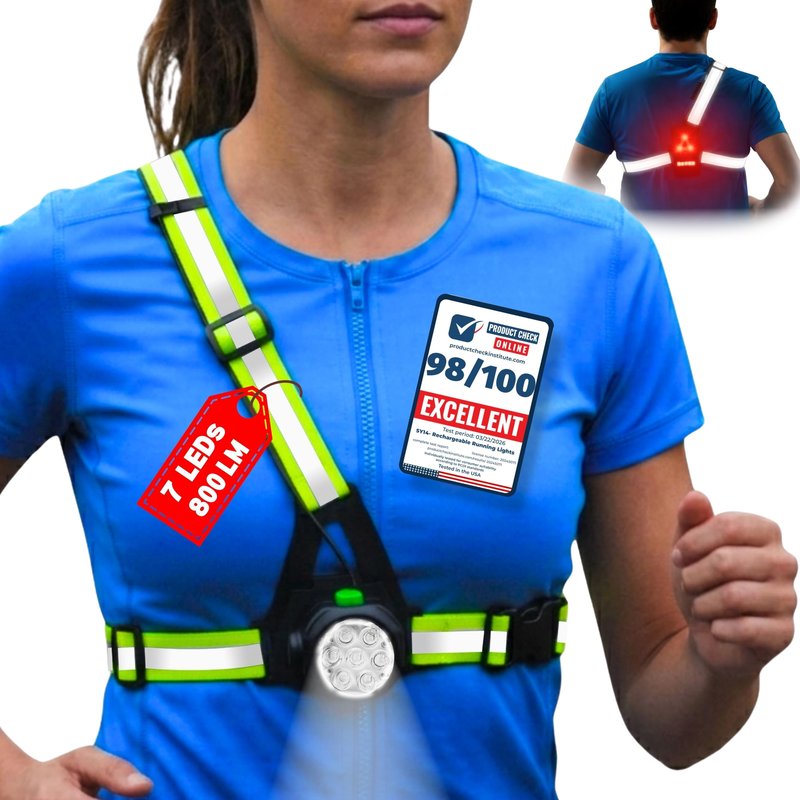 SY14 800LM High-Visibility Running Lights for Runners with Rear Light Chest Torch for Running Adjustable 120° Beam & 360° Reflective Vest IP55 Dust Waterproof Cycling Hiking Jogging Easter Gift