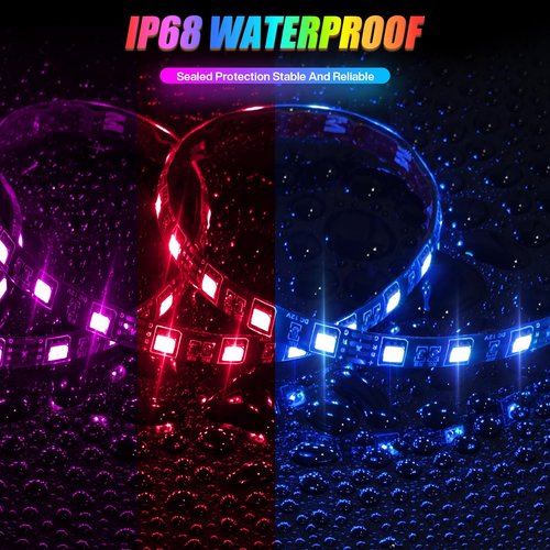 4PCS Golf Cart LED Underglow Light Kit, Golf Cart RGB Underbody Light Strip with APP&Remote Control, Multi-Mode, Music Sync, IP68 Waterproof, 9-16V Golf Carts Lighting Strip for Club Car EZGO YAMAHA