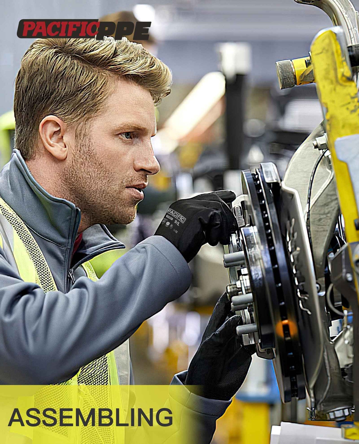 PACIFIC PPE 18 Pairs Work Gloves, PU Coated Seamless Knit Gloves, Touchscreen Safety Gloves with Grip, Ideal for General Duty Work, Men and Women, Black, XL