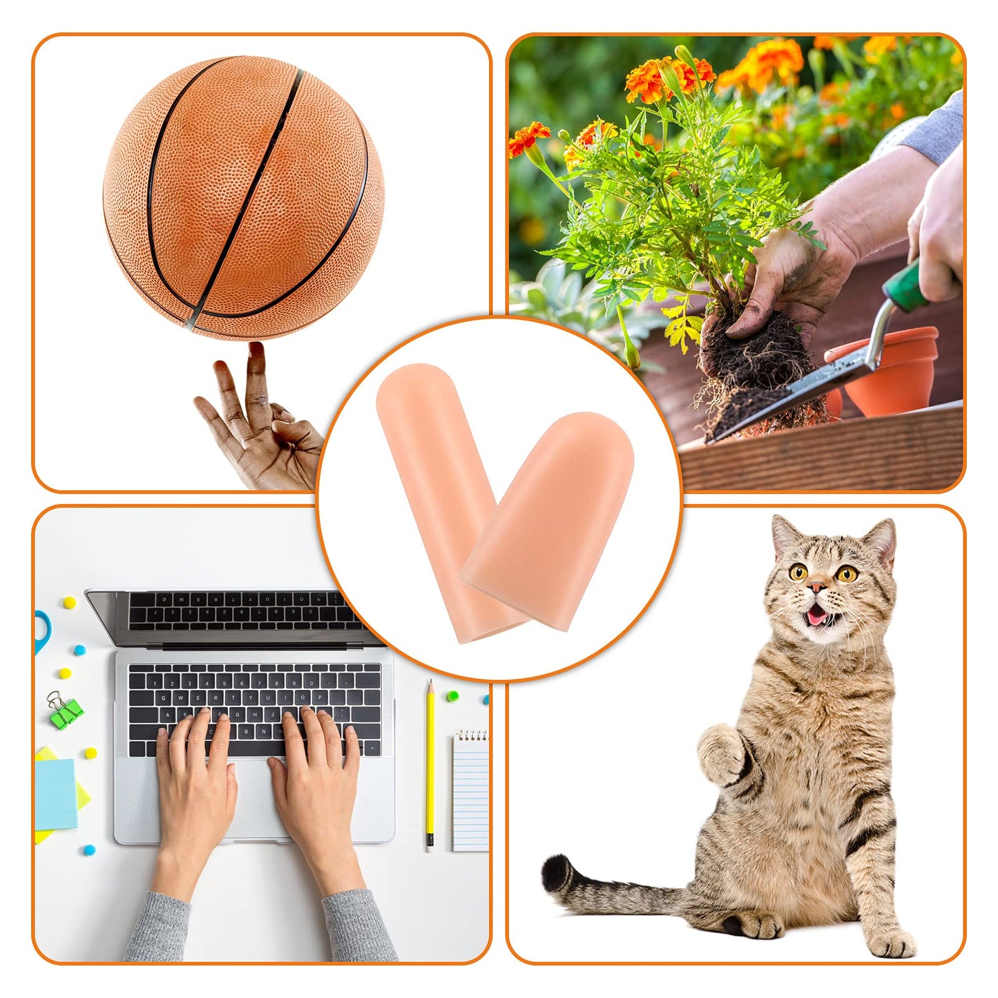 Nuanchu 50 Pcs Gel Finger Cots Silicone Finger Protectors Support Gel Cover Sleeves Gloves Caps, 40 Pieces Long, 10 Pieces Short(Beige)