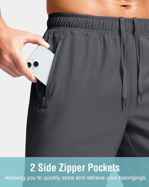 G Gradual Men's Athletic Running Shorts - Quick Dry Workout Gym Shorts with Zipper Pockets | 7"/5"/9" Options