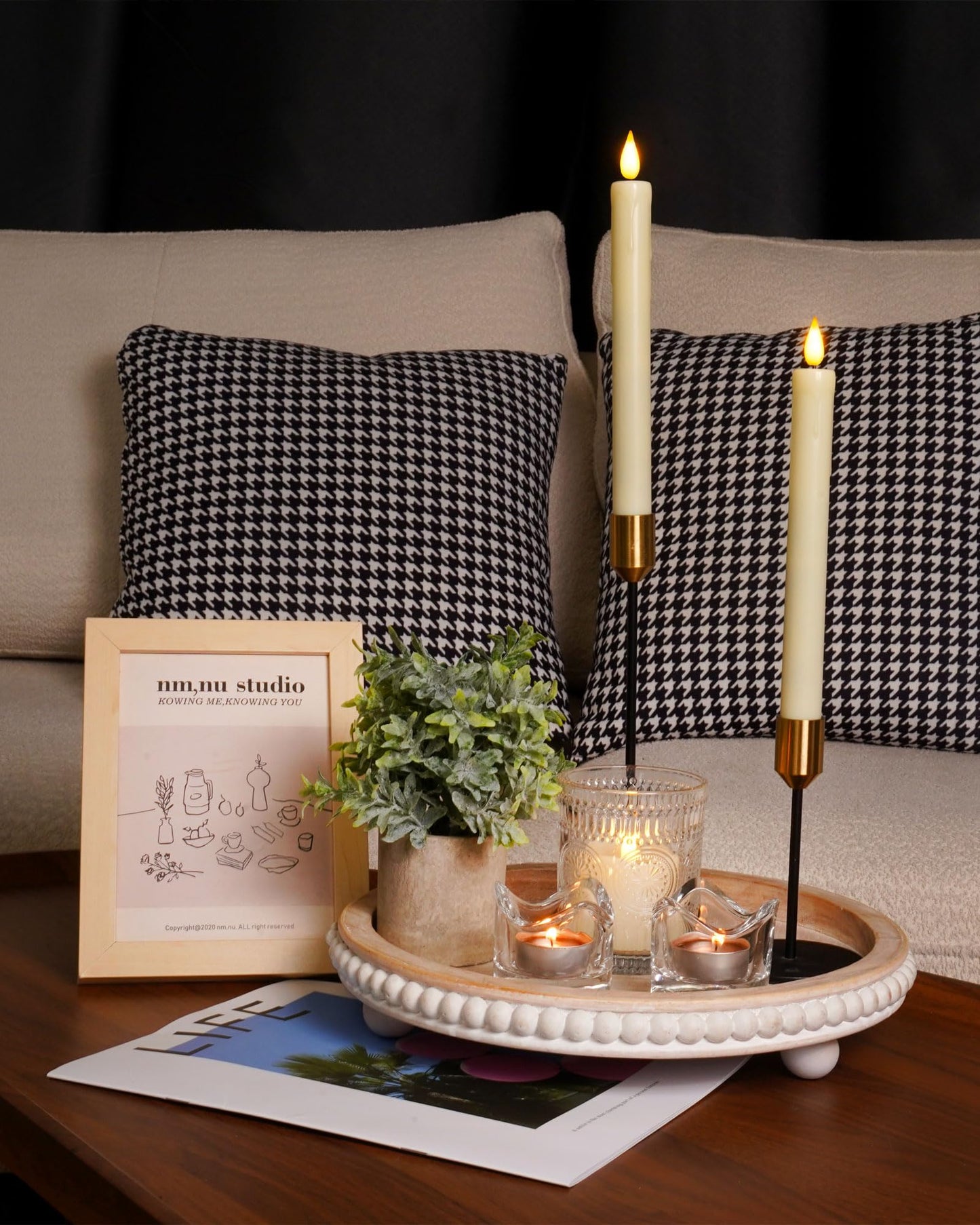 Homemory 6 Pack Flameless Taper Candles, No Remote, Realistic Flickering Battery Operated Candlesticks, Ivory LED Plastic Candle Safe for Weddings, Table Decor, Christmas, and Halloween