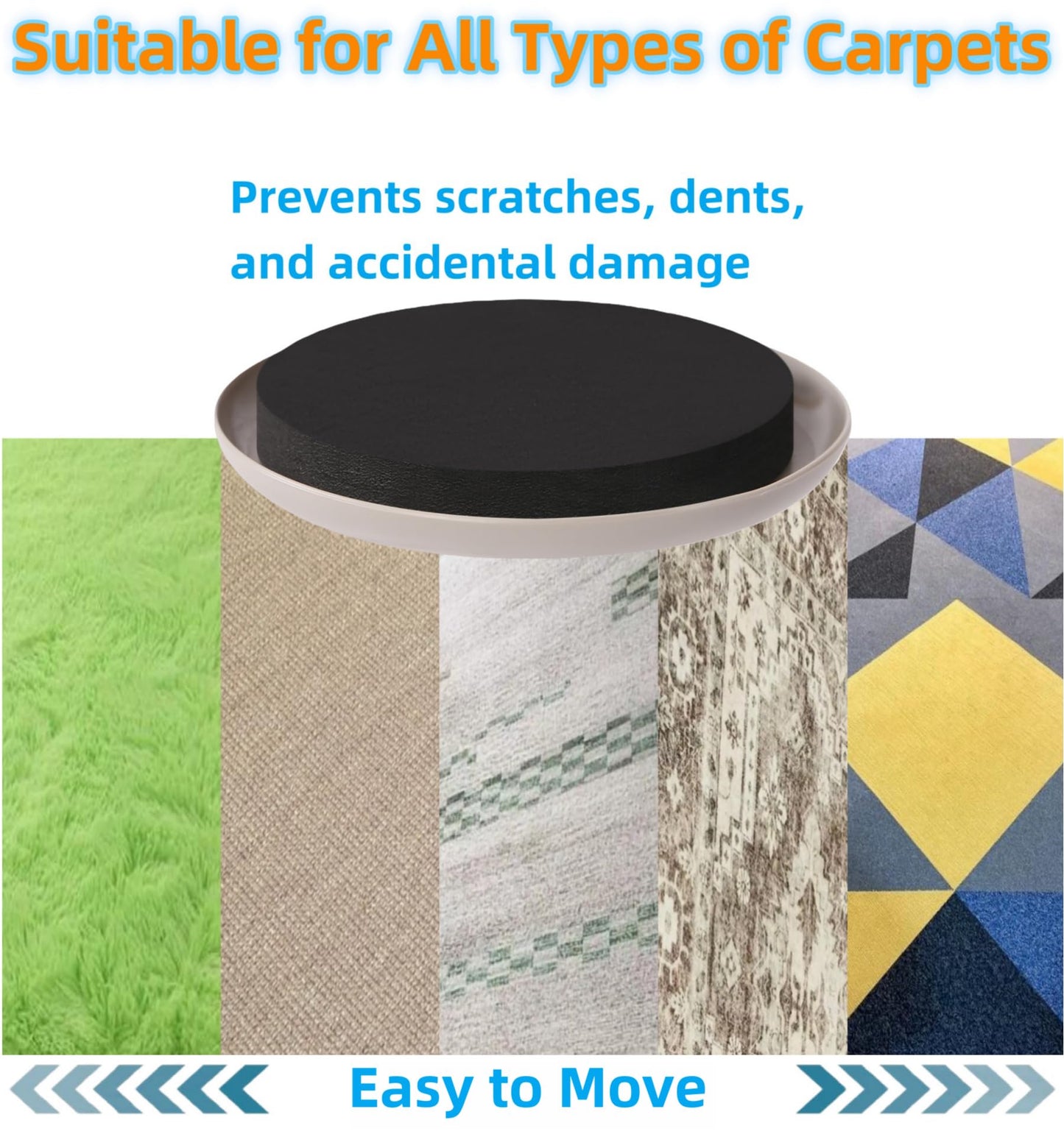 Furniture Sliders for Carpet - Furnigear 8 PCS 5" Furniture Sliders, Heavy-Duty Furniture Gliders Movers for Hardwood Floors, Plastic Moving Pads for Heavy Furniture, Floor Protectors for Carpet