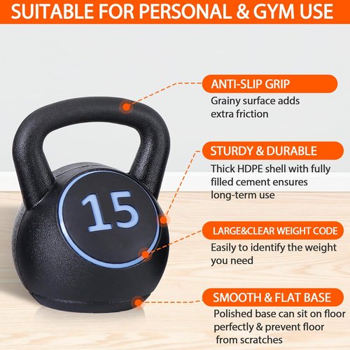 F2C Kettlebell Set - 4 Piece Strength Training Weights for Full Body Workout | 5lb, 10lb, 15lb, 20lb