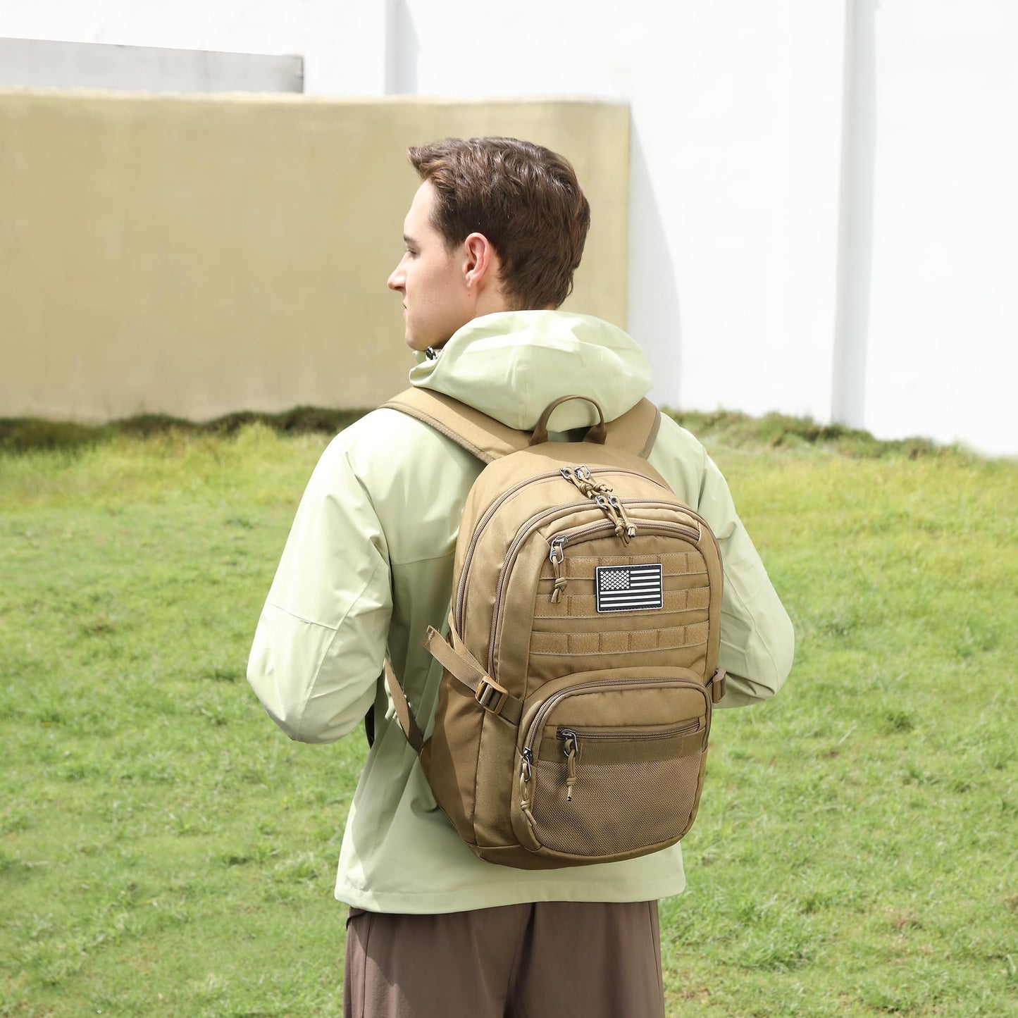 Wotony Military Tactical Backpack for Men Army 3 Days Assault Pack Bag with Molle System for Outdoor Adventures (khaki, 25L)