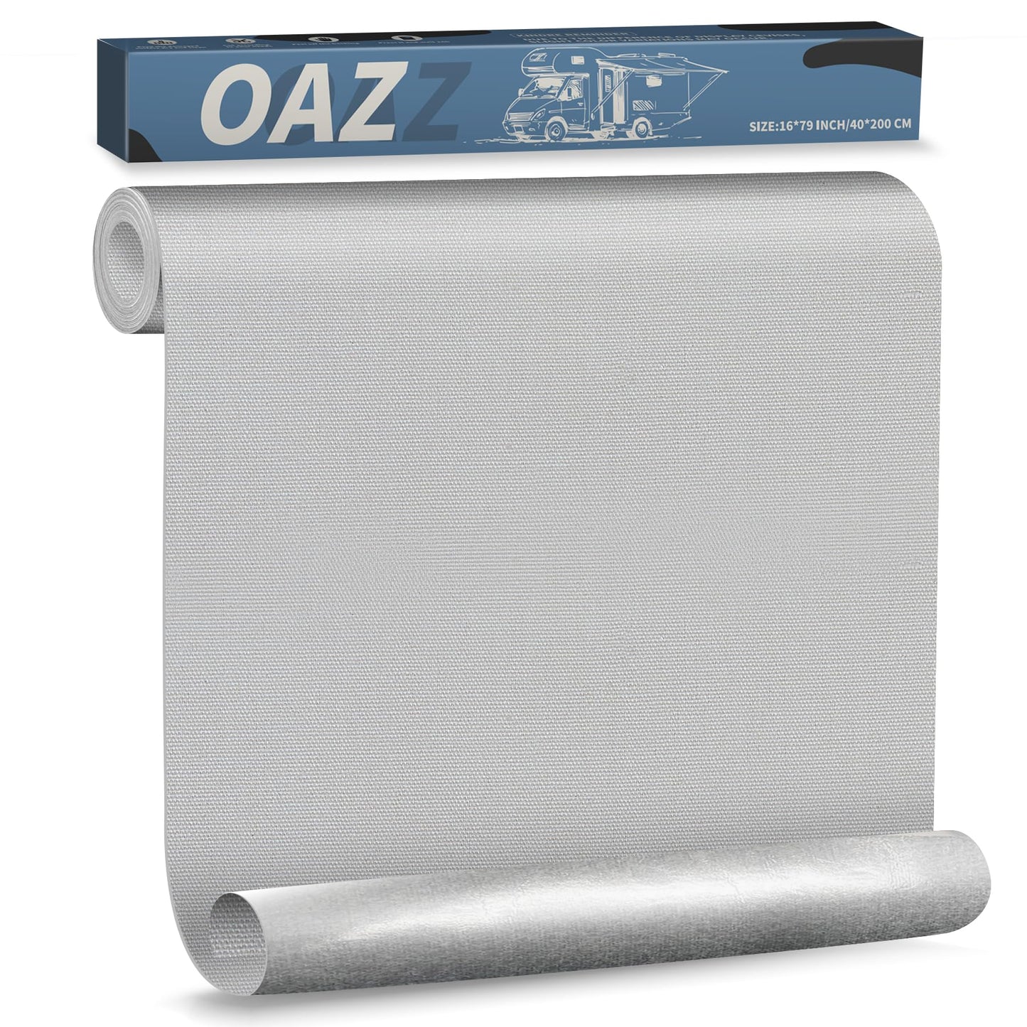 OAZ 16 x 79 inch Canvas Repair Patches Canvas Fabric Patch Self-Adhesive Fabric Repair Tape Waterproof Outdoor Gear Patch Kit for Boat Cover Awning Sofa Chair Couch Tent Bag (Light Gray)