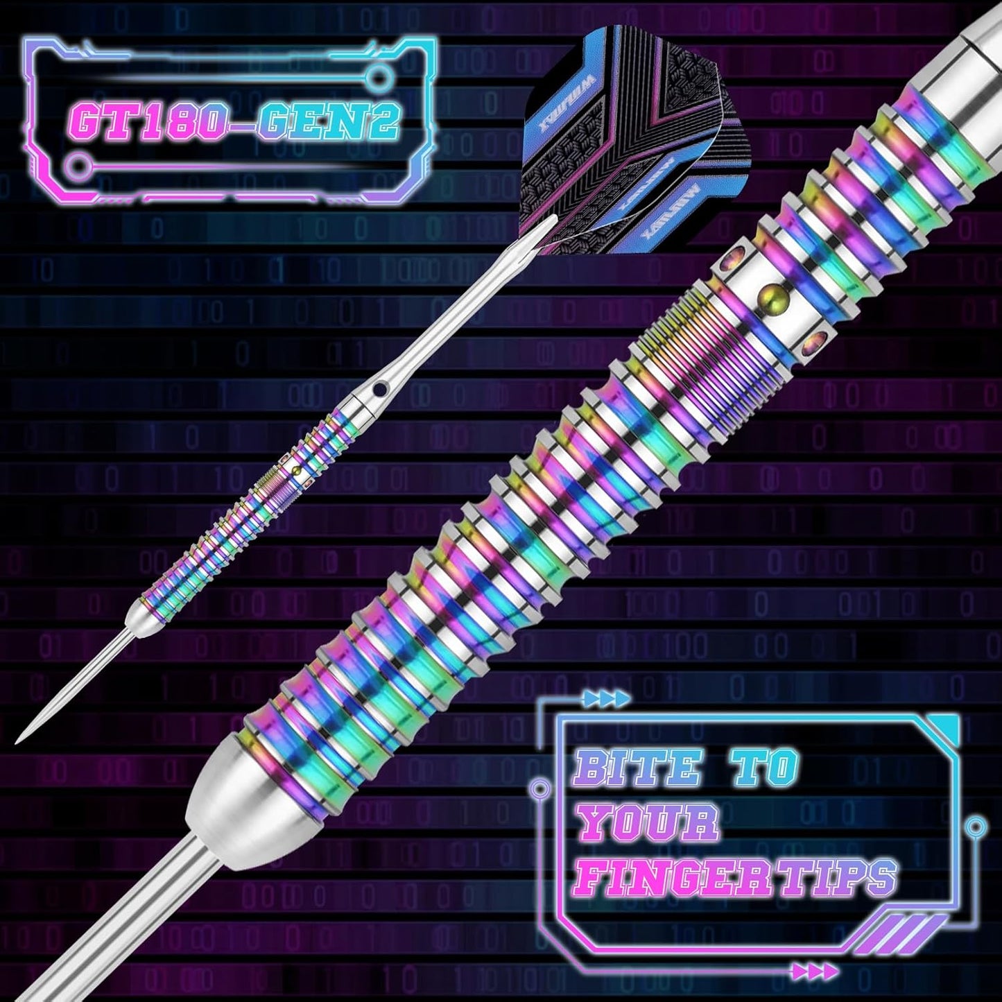 WIN.MAX Darts Metal Tip Set - Professional 90% Tungsten Steel Darts, 20-28 Grams, Includes Extra Flights