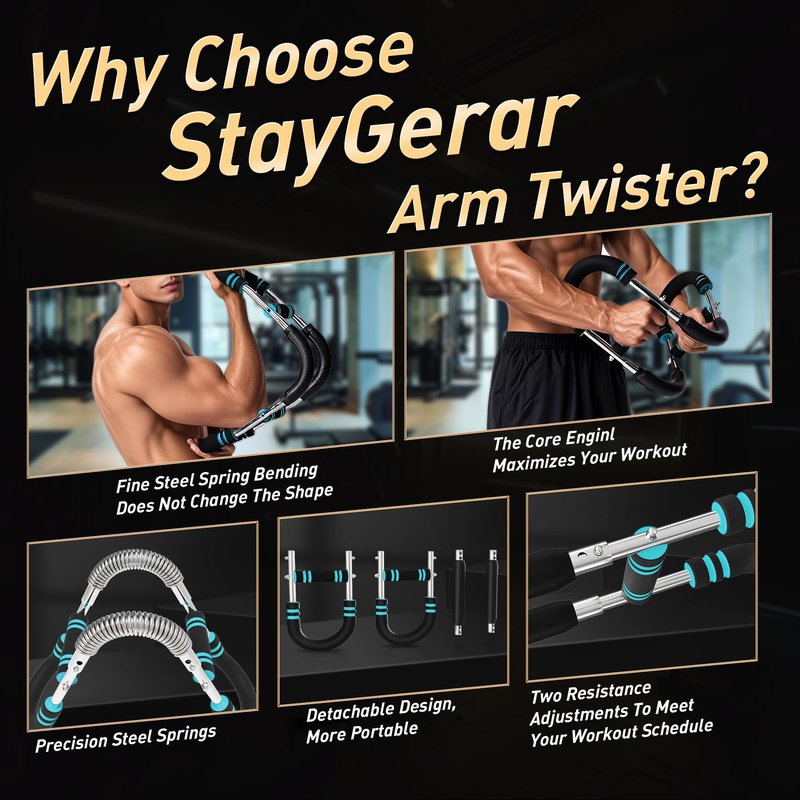 STAYGERAR Twister Arm Trainer, 40-180 Lb Adjustable Chest Workout Equipment, Twister Arm Exerciser Shoulder Muscle Training (Blue 40-100 LBS)