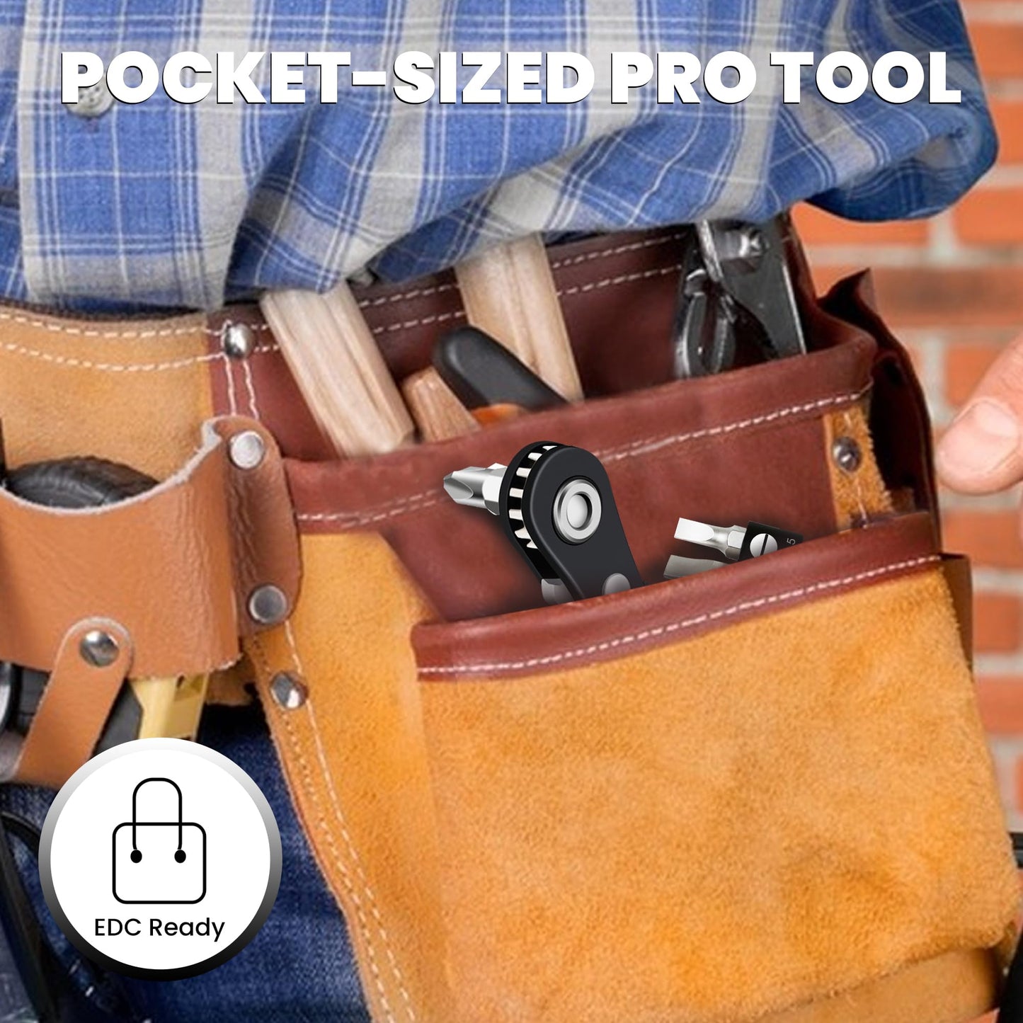 MULWARK 11-Piece Mini Ratchet Set, 1/4" Right Angle Screwdriver with Multi Bits - Ultra Low Profile Offset Driver for Automotive Repair, Electrical Work, Bicycle & Household Maintenance EDC Kit