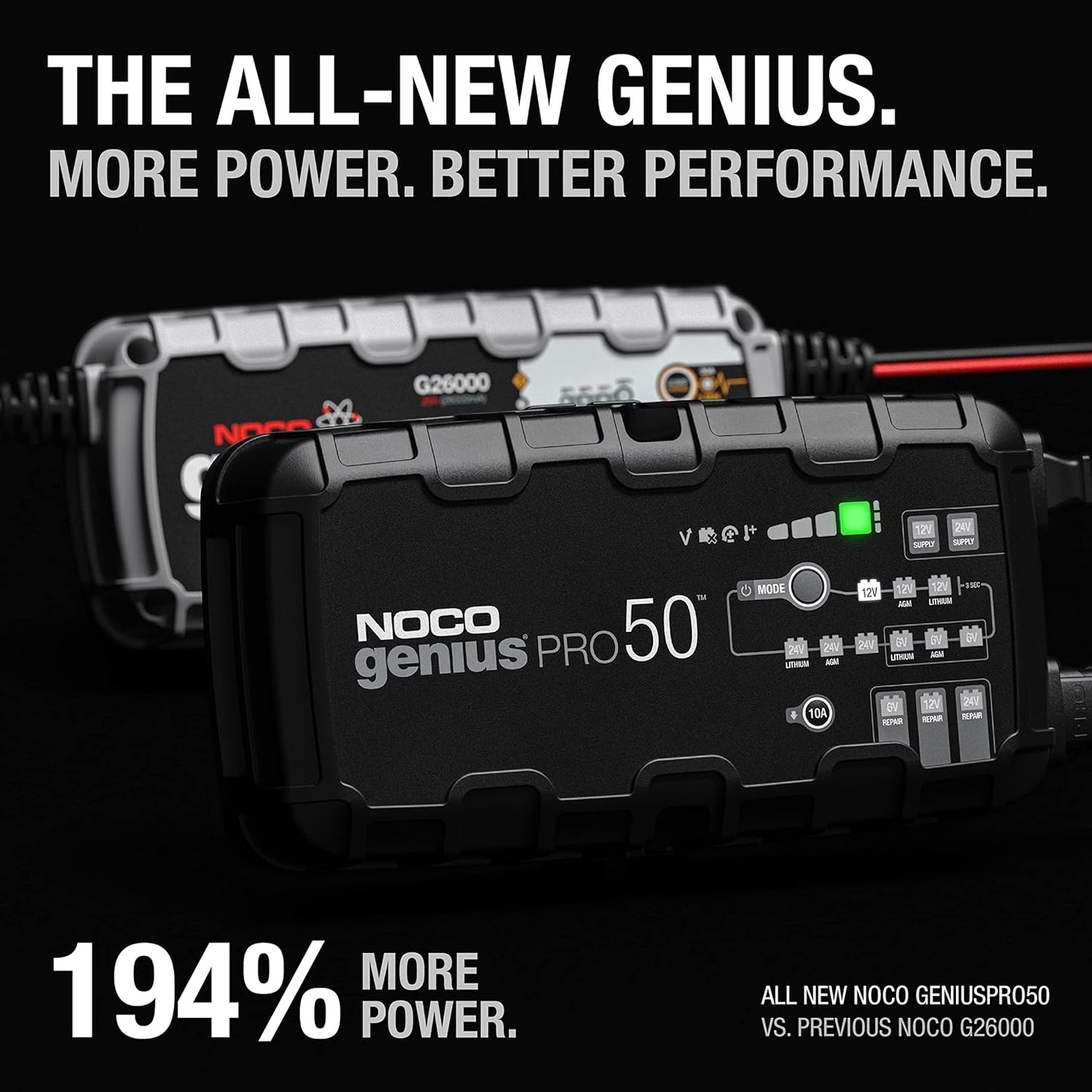 NOCO GENIUSPRO50 Smart Battery Charger | 50A 6V/12V/24V with Overcharge Protection & Thermal Compensation
