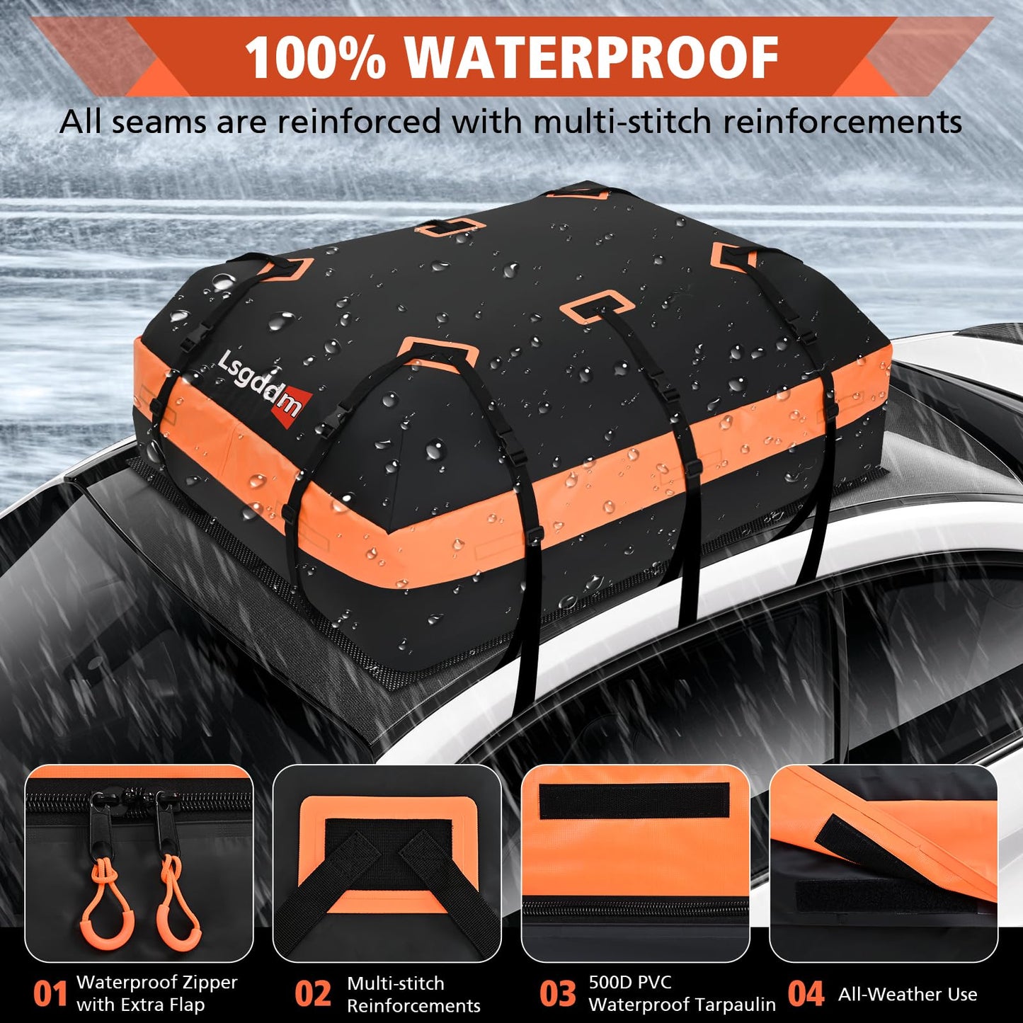 CYDDUP Roof Bag, Waterproof Soft Car Top Carrier Without Rack, 21 Cubic Feet Cargo Carrier for Top of All Vehicles with/Without Rack, Includes Anti-Slip Mat, 6 Door Hooks, Luggage Lock, Storage Bag