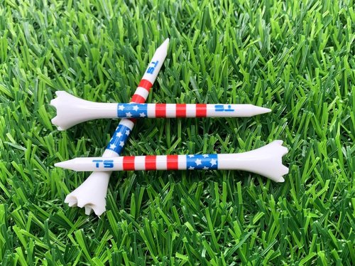 TRUESTRIKE Premium USA Golf Tees – 3¼" or 2¾" Durable Plastic Performance Tees (100 Pack) – Made in USA – Bulk Value Pack - Stars and Stripes 3 1/4