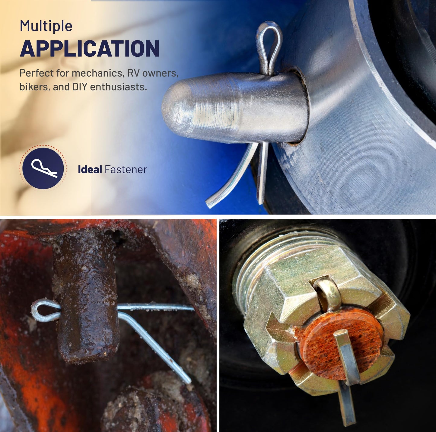 JaamZee 250 Pcs Cotter Pins Kit - 304 Stainless Steel Cotter Pin Assortment Kit - 6 Sizes of Hardware Pins for Hitch Pin Lock System. Perfect Split pins for Mechanics, Lawn Mowers, & RV Owners