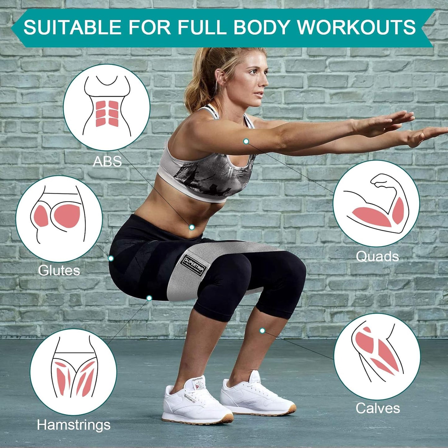 Supertrip Fabric Resistance Bands - Non-Slip Booty Bands Set for Legs & Butt | Elastic Workout Fitness Bands