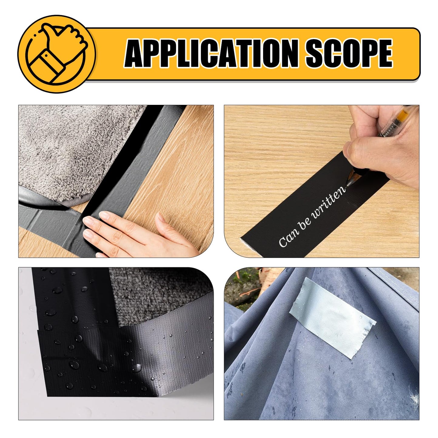 SMTAPESPRO Black Duct Tape Heavy Duty，3 Pack Heavy Duty Waterproof Black Tape,Strong Adhesive Duct Tape for Indoor Outdoor Repairs Tear by Hand, 60 Yards x 2 Inch Total