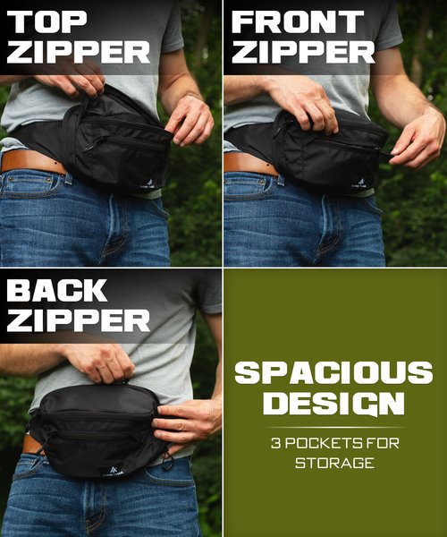 Lone Trail Subcompact Concealed Carry Fanny Pack for Men | Adjustable ccw fanny pack for Men Hiking and Travel, Quick Access to Back Pockets- Tactical Waist Packs w/Fully Adjustable Main & Extra Strap