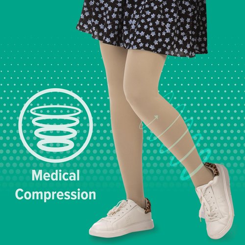 Juzo Basic 4411 Thigh-High, 20-30 mmHg, Closed Toe Compression Stocking with Silicone Top Band - Men & Women, Regular, 3 (III), Beige