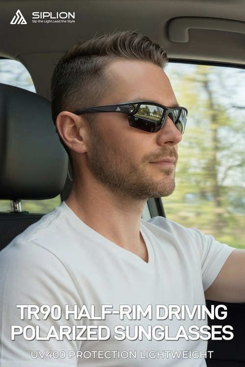 SIPLION Polarized Sunglasses Men Sports: Women UV400 Protection TR90 Frame Anti-Slip Wrap-Around for Driving Fishing Golf Running black JDS2143 C1
