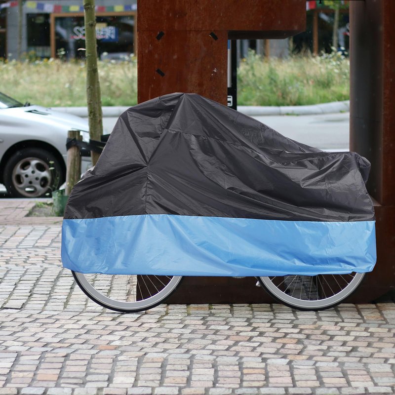 AkiiGer Adult Tricycle Cover Waterproof Outdoor, Bike Covers for 2 Bicycles, Sun Dust Wind Proof Bicycle Cover with Lock Hole, 90.6"L, Ripstop Material, Easy to Carry-Blue