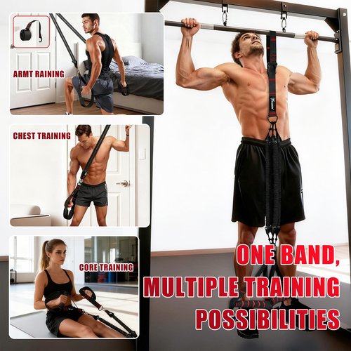 Pull Up Assistance Bands, Heavy Duty Resistance Bands with Handles, Exercise Band with Door Anchor, Adjustable Workout Band Set for Pull Up Bar, Full Body Strength&Muscle Training, Recovery, Home Gym