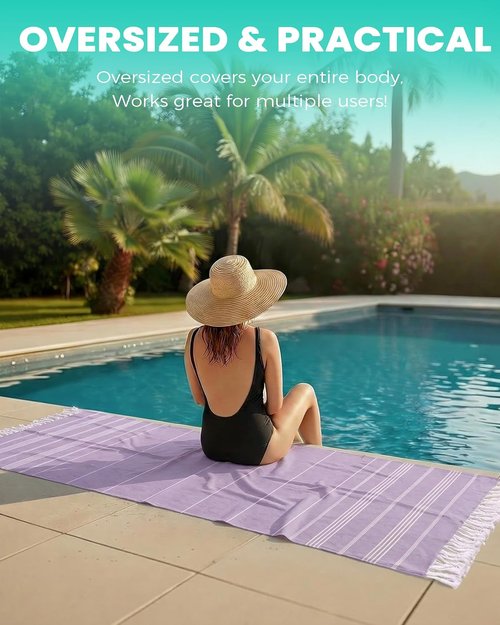 Antfuny Turkish Beach Towels - 6 Pack Yoga Blankets for Gym & Outdoor Use | Perfect Gift for Dad, Husband, or Brother - Purple