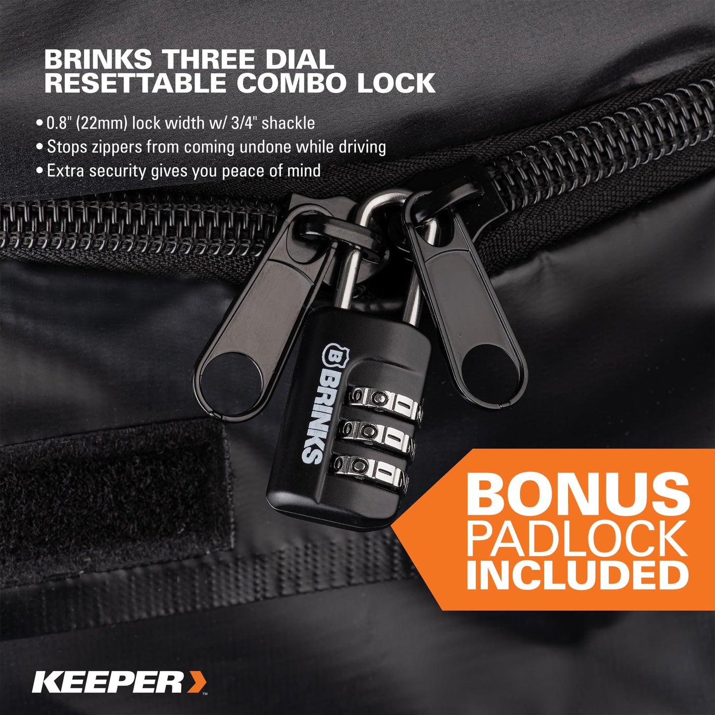 Keeper 15 Cubic Feet Rooftop Cargo Carrier Bag, Weatherproof for Top of Car, for All Vehicles Roof Rack, Accessories Include Anti-Slip Mat + Bonus Luggage Lock
