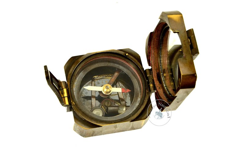 Aasiya Nautical Kelvin & Hughes Natural Sine Brass Pocket Compass – Vintage Mining Compass & Outdoor Navigation Tool