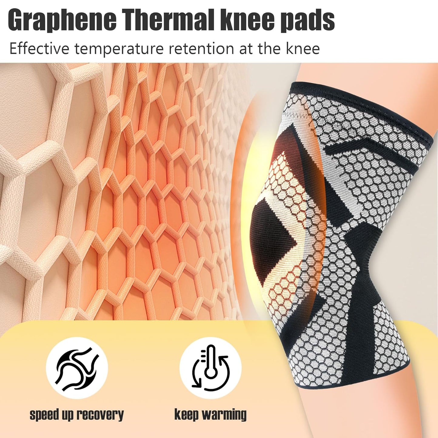 Skiennix Knee Support Brace - Thermal Compression Pads for Men & Women | 2-Pack for ACL & Arthritis Relief (Large)