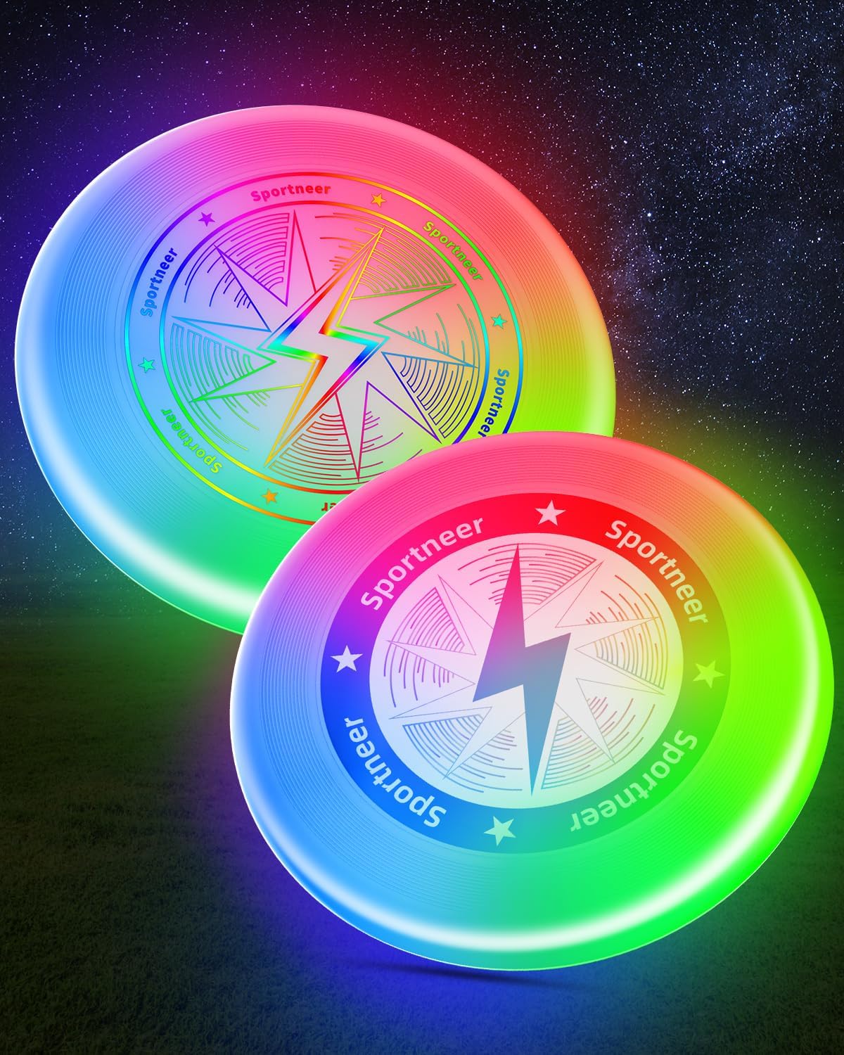 Sportneer LED Flying Disc - Light Up Frisbee with 3 Color Modes | USB-C Rechargeable for Night Games