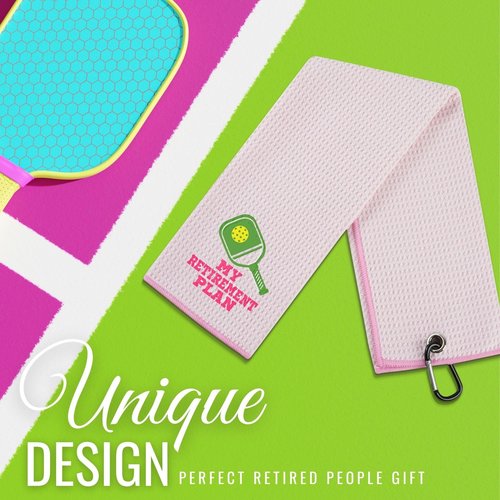 CybGene Funny Retirement Pickleball Towels for Men/Women, Gifts for Pickleball Lovers for Birthday, Christmas, 40 x 60cm Microfiber Pickleball Towels - Pink