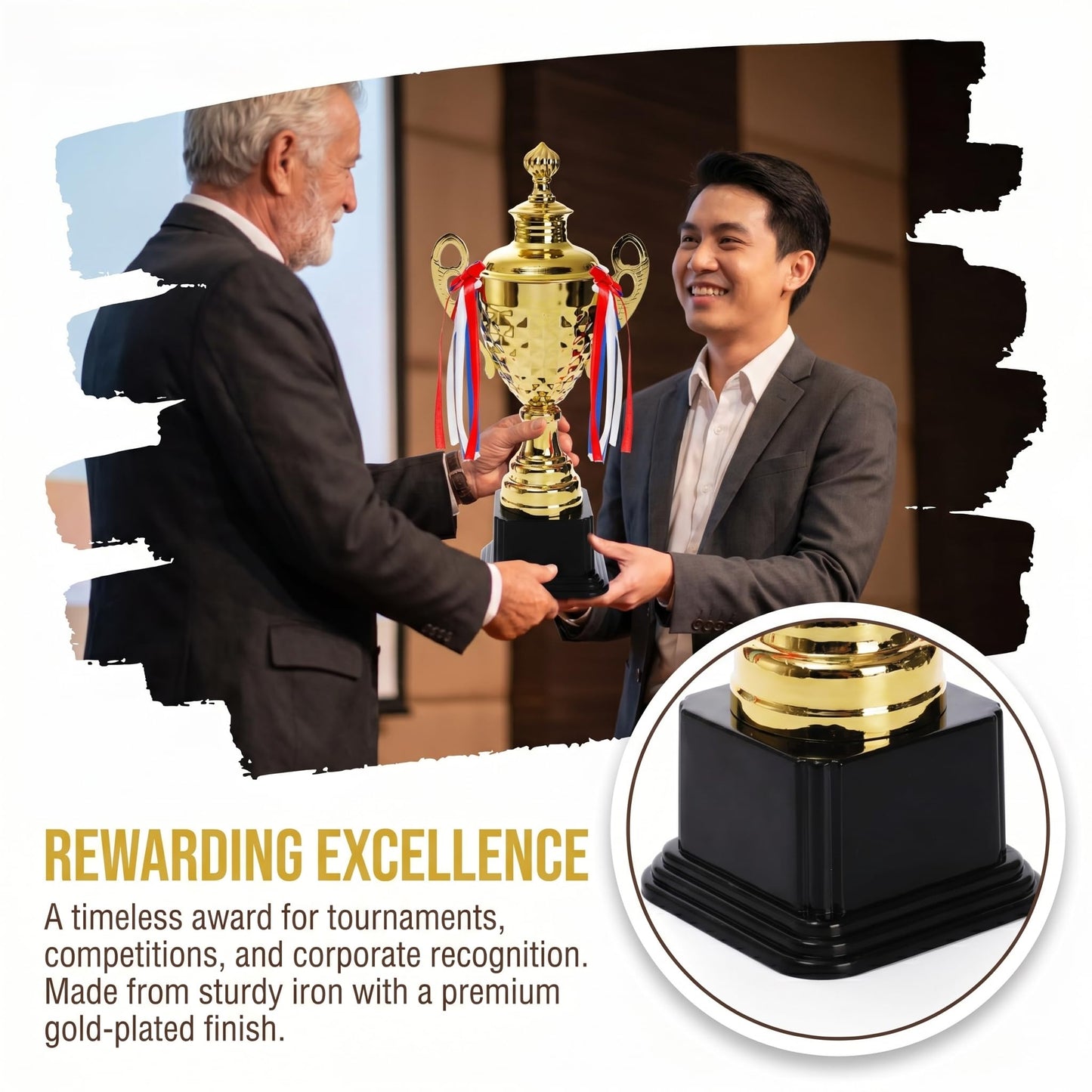 Fasmov Large Trophy Cup, Gold Trophy Award Cup for Sports, Tournaments, Competitions, 1st Place Award, Ceremony Celebration Party Gift, 14.5 inches