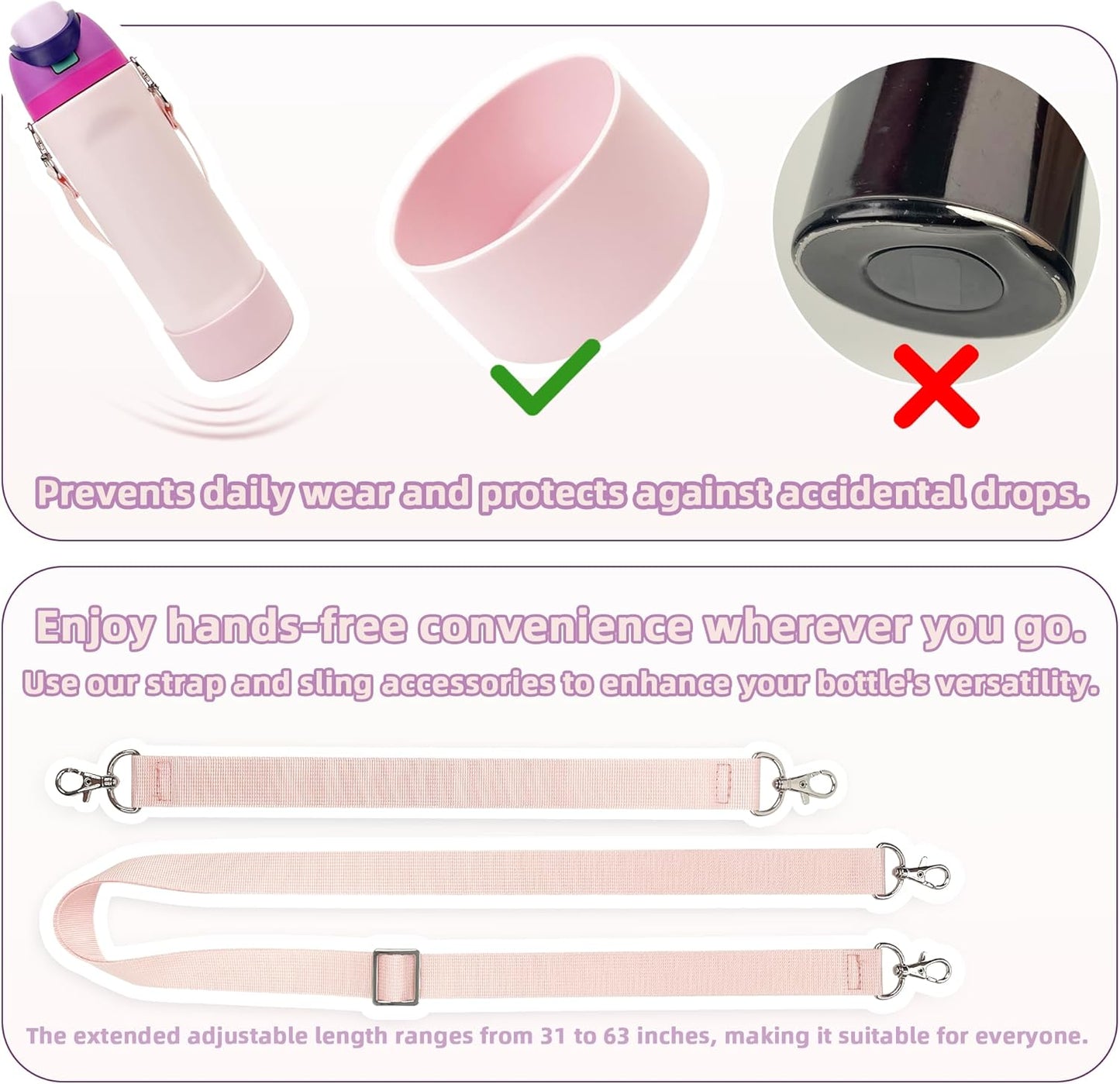 Owala Silicone Boot Set - Non-Slip Sleeve & Straps for 24 oz, 32 oz, 40 oz Water Bottles | Candy Coated