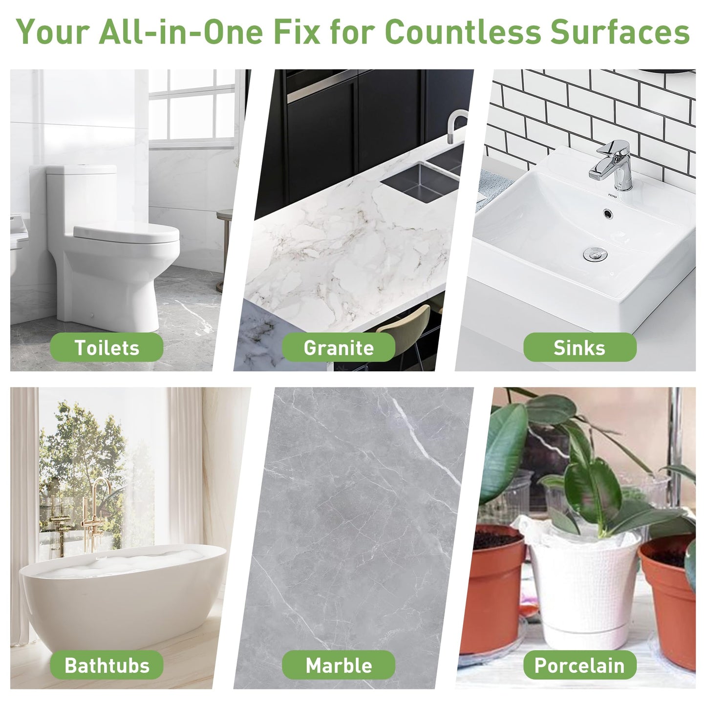 PIBEIBUK Surface Repair Kit for Tubs, Tiles, Countertops - Fixes Chips, Cracks, Scratches, Holes (Fiberglass, Porcelain, Stone, Acrylic)