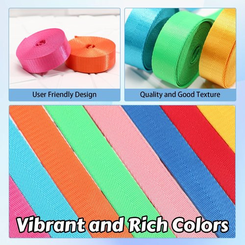 Windyun 24 Rolls Nylon Webbing 1/1.5 Inch Wide Cotton Webbing Strap 3.3 Yard 24 Colors Nylon Straps for Bag Making DIY Craft, Pet Collars, Climbing, Backpack(3.3 Yard X 1 Inch,Classic Colors)